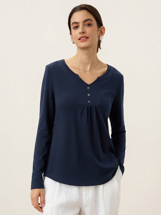 Cashmere-Blend Textured Pleated Shell Accent Stretch Top ZINNIA
