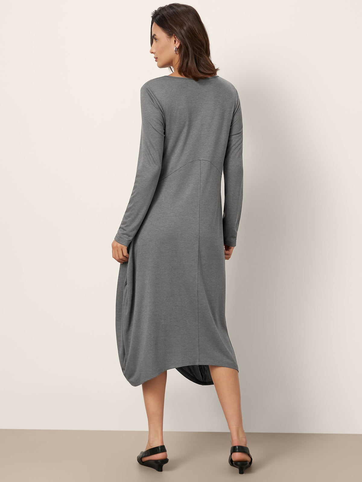 Wool Cocoon Curved Waist Midi Dress FARRAH