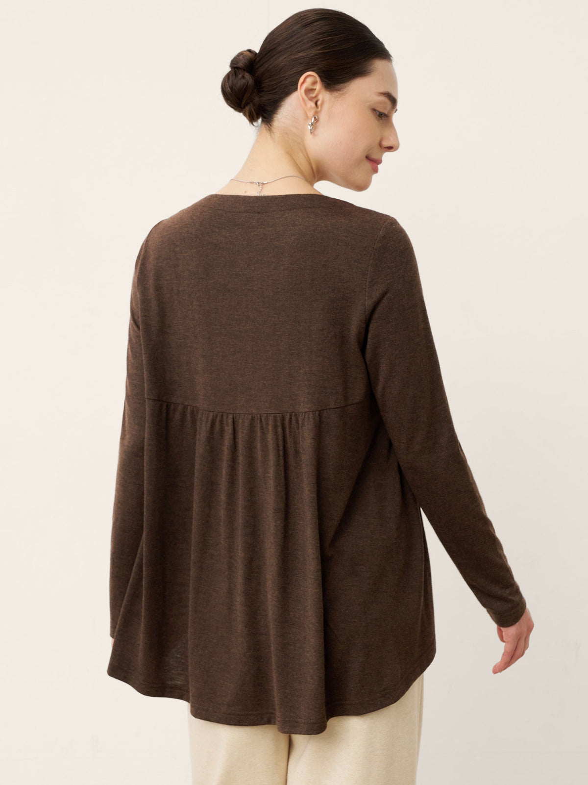 Wool Panelled Ruched Asymmetric Hem Top | Kalista