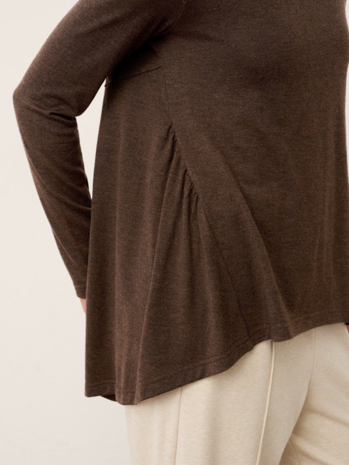 Wool Panelled Ruched Asymmetric Hem Top | Kalista