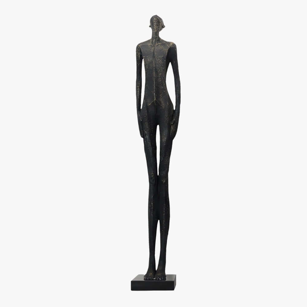 Black abstract sculpture on a white background