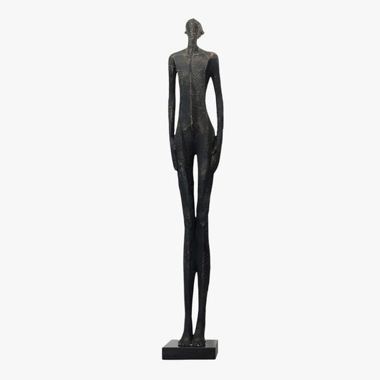 Black abstract sculpture on a white background