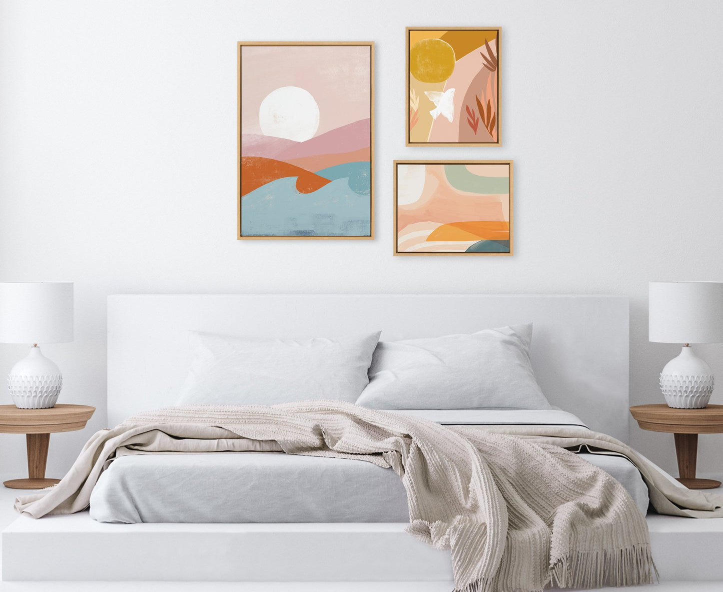 Sylvie Endless Summer Vertical, Sunrise Dove and Sunrise Over Marrakesh Framed Canvas Art Set by Kate Aurelia Holloway