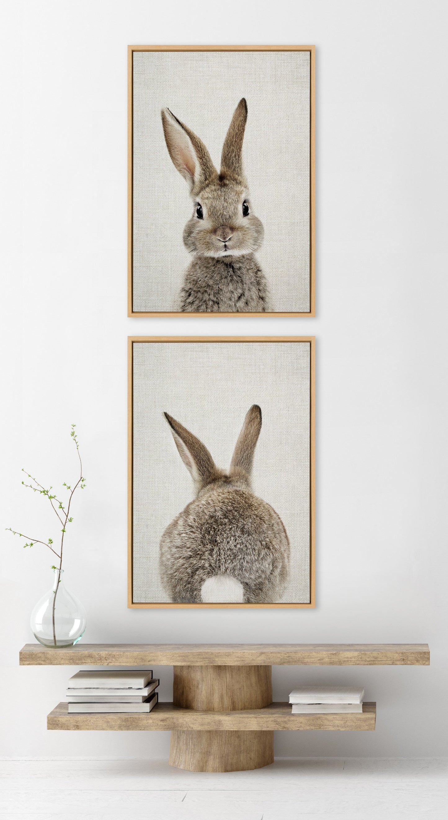 Sylvie Bunny Portrait and Bunny Tail Framed Canvas Art Set by Amy Peterson Art Studio