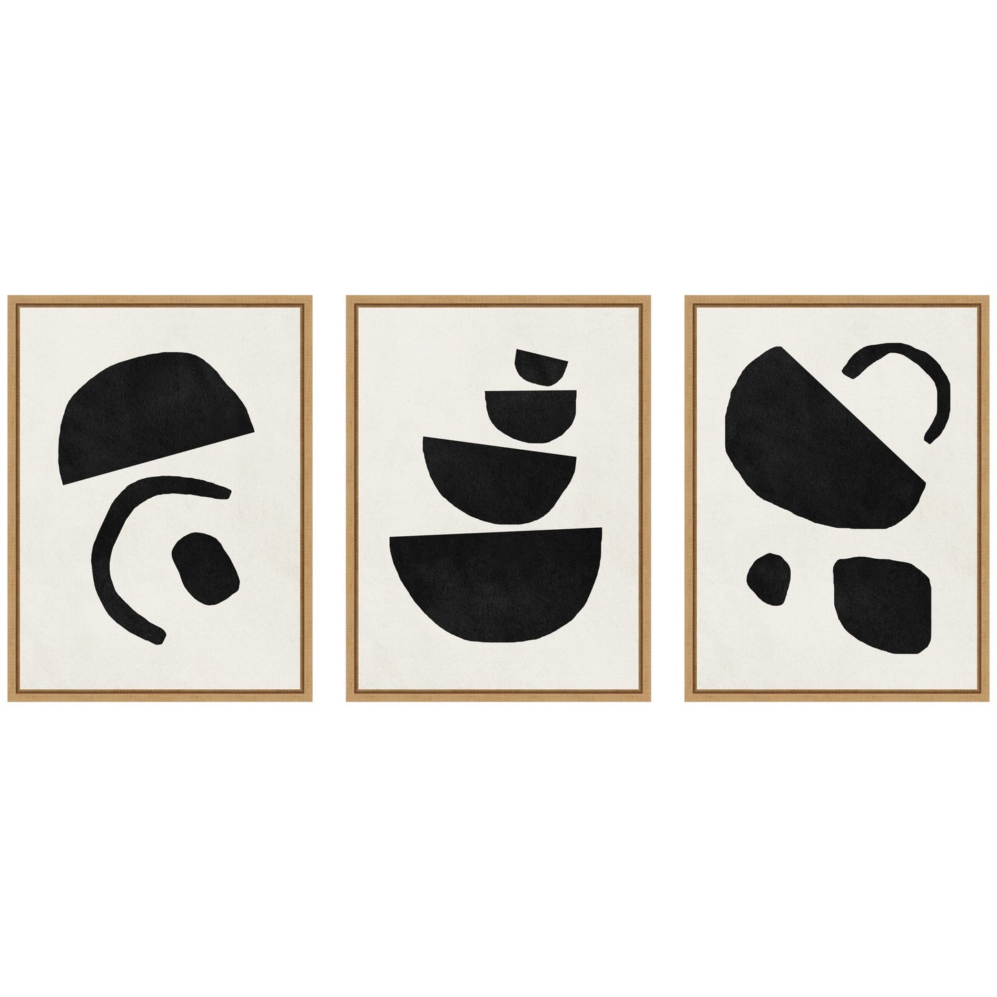 Sylvie Black Geometric Abstracts Framed Canvas Art Set by July Art Prints