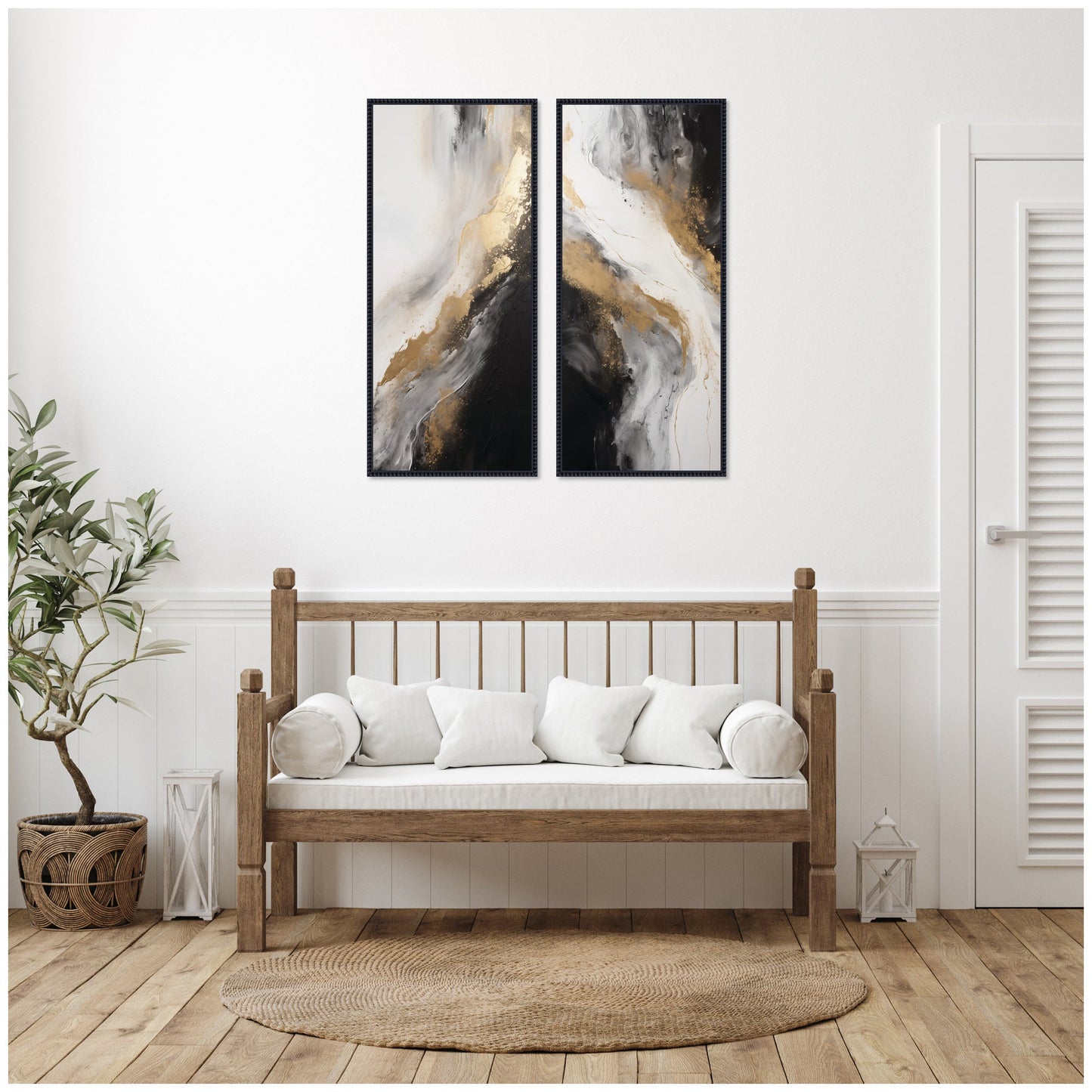 Limited Edition Luxe Drift 2 Piece Framed Canvas Wall Art Set by The Creative Bunch Studio