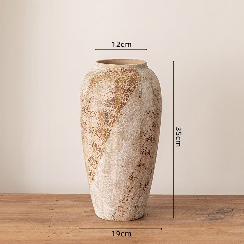 Artisan Wabi-Sabi Ceramic Vase & Dried Flower Set - Handcrafted Minimalist Centerpiece
