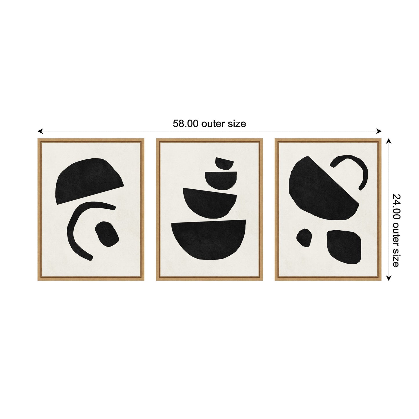 Sylvie Black Geometric Abstracts Framed Canvas Art Set by July Art Prints
