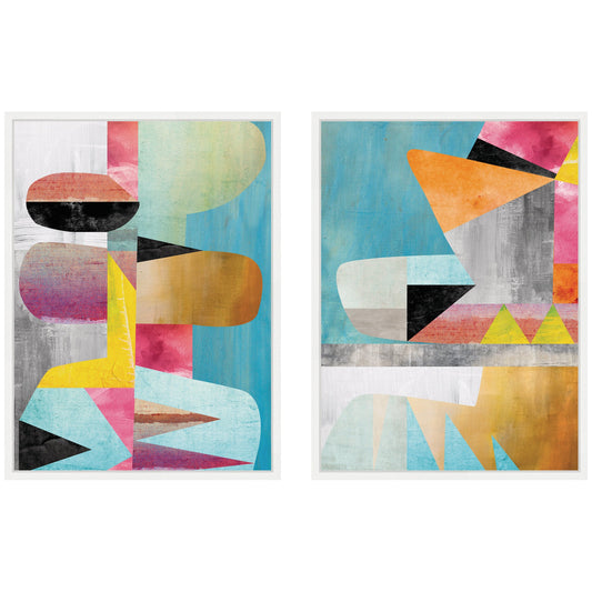 NC Objet 1 & 2 2 Piece Framed Canvas Wall Art Set by Nikki Chu