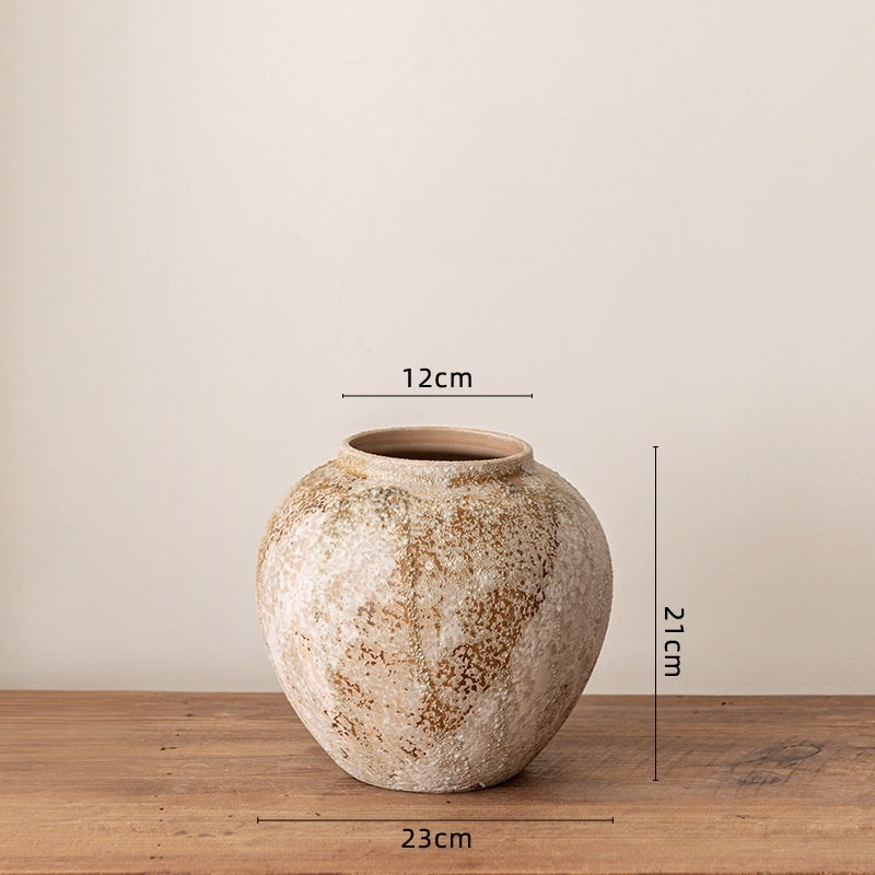 Artisan Wabi-Sabi Ceramic Vase & Dried Flower Set - Handcrafted Minimalist Centerpiece