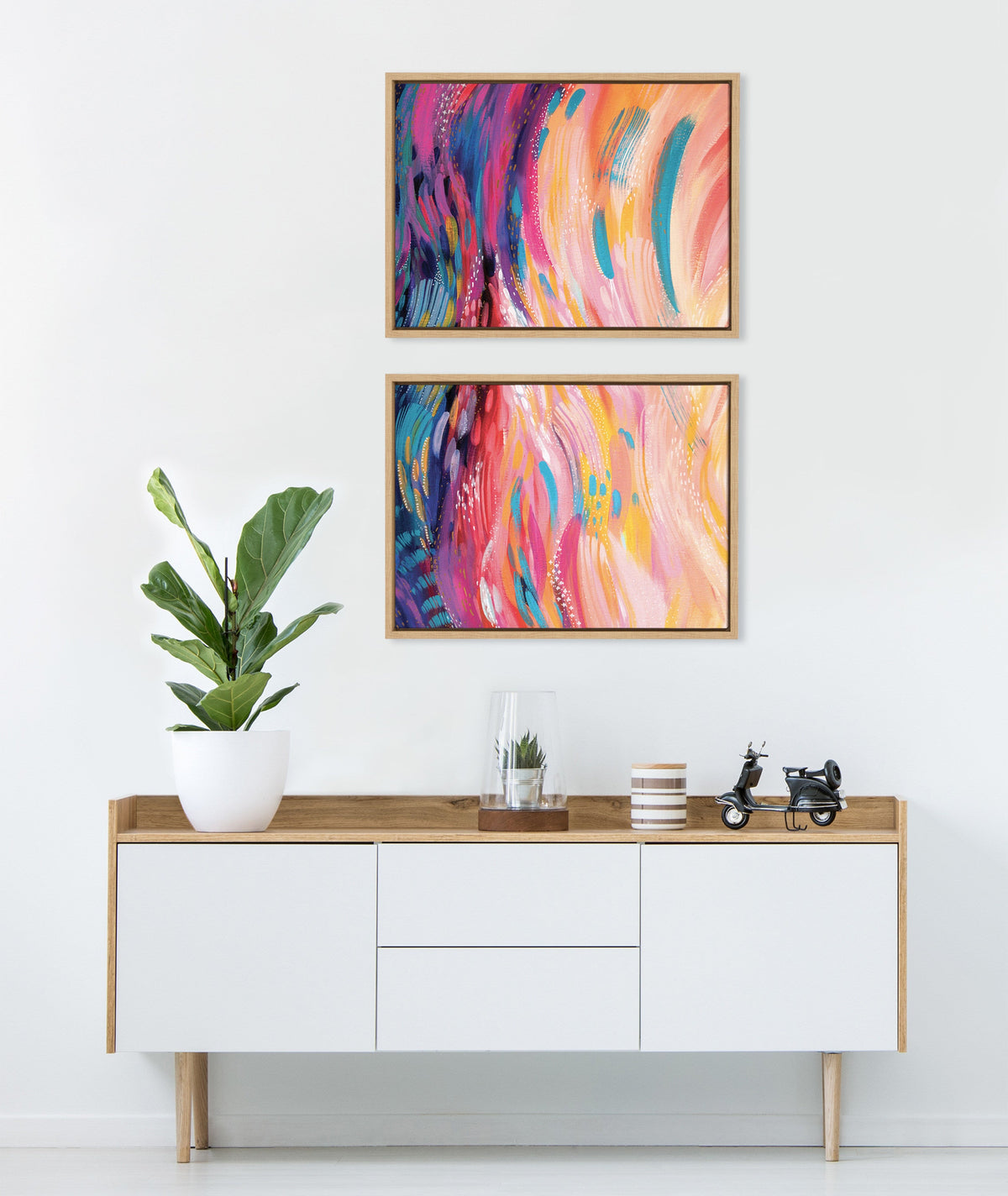 Sylvie Brush Strokes 90 Canvas Set by | 2-Piece Framed Diptych