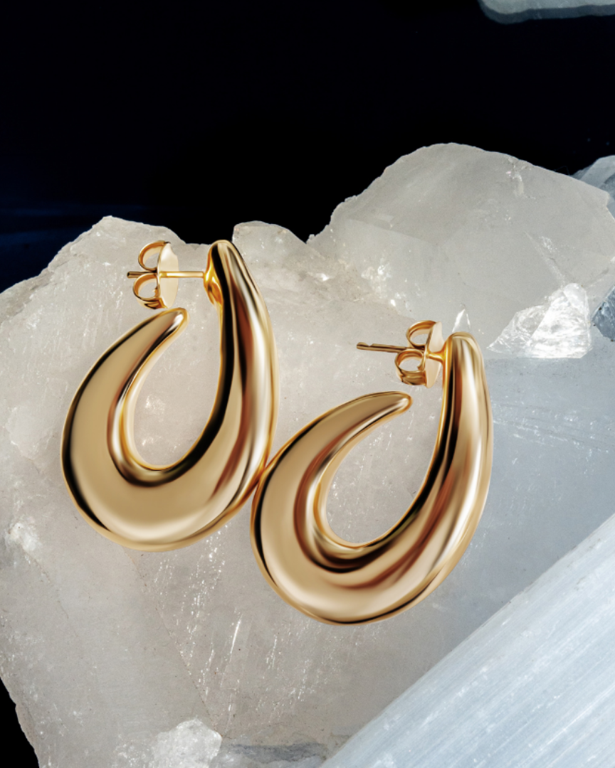 Clara Chunky Teardrop Gold Hoop Earrings