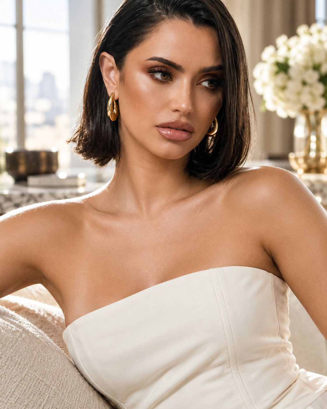 Clara Chunky Teardrop Gold Hoop Earrings
