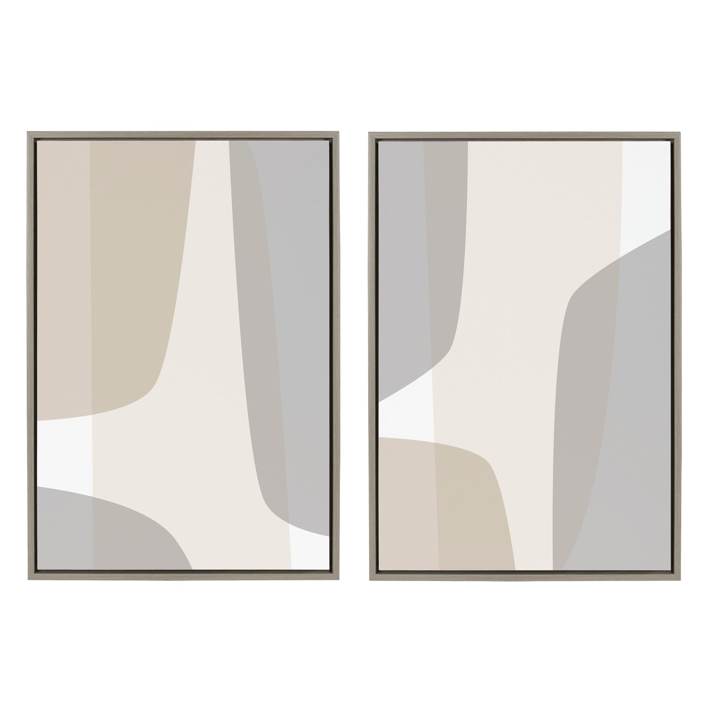 Two abstract wall art pieces with geometric shapes on a white background
