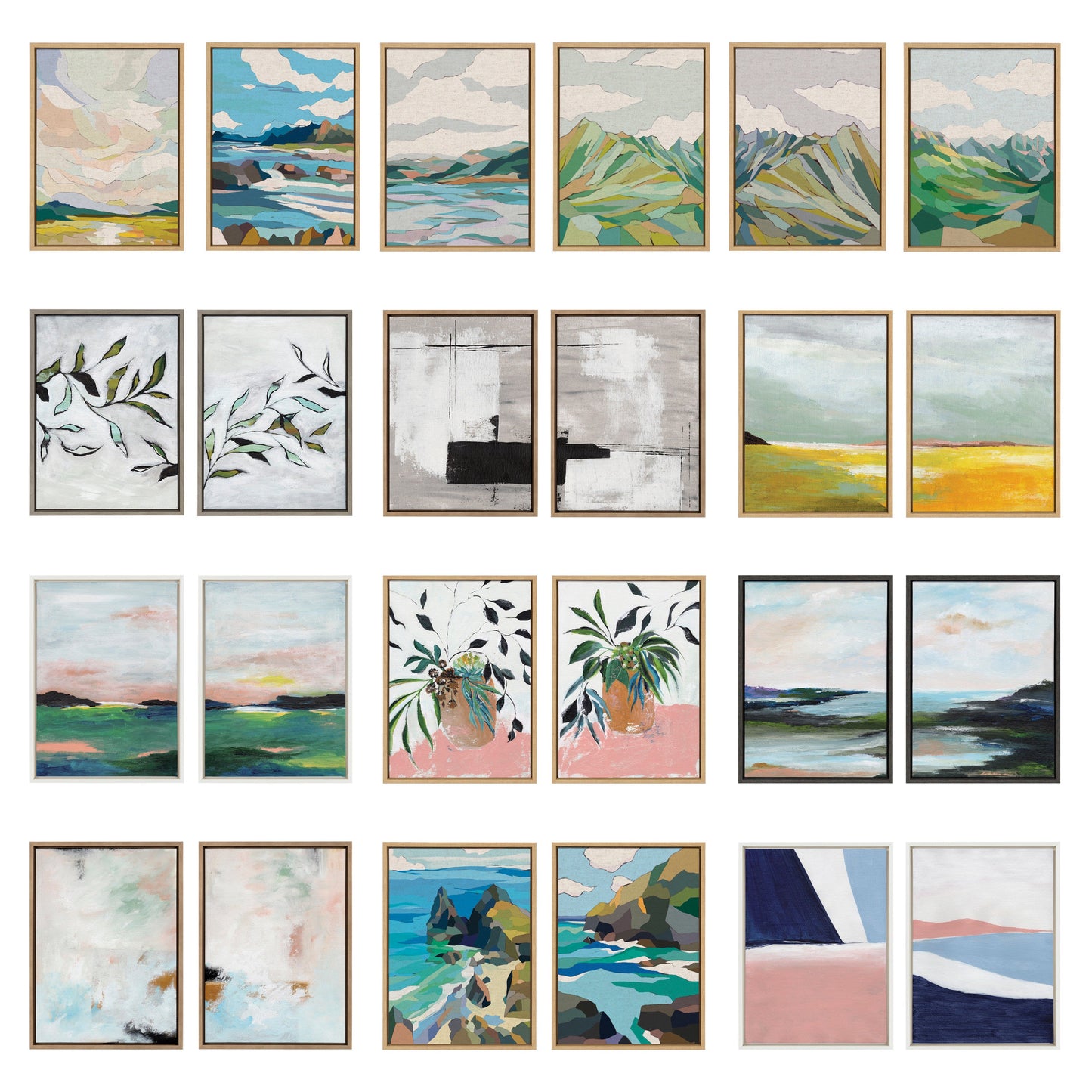 Sylvie Golden Peach Coast l and II Framed Canvas Art Set by Nikita Jariwala