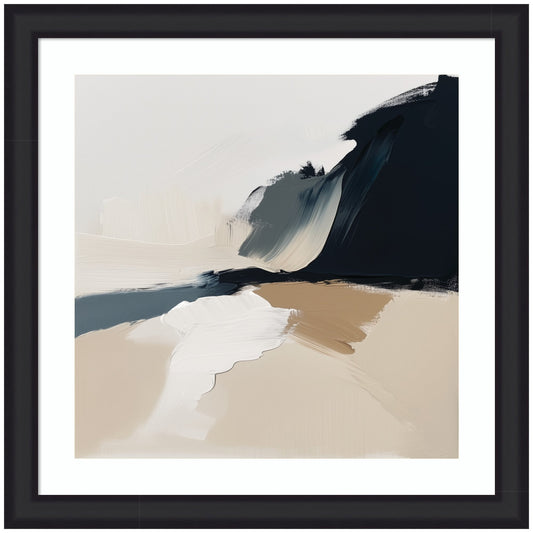 Abstract art print with a black frame on a white background