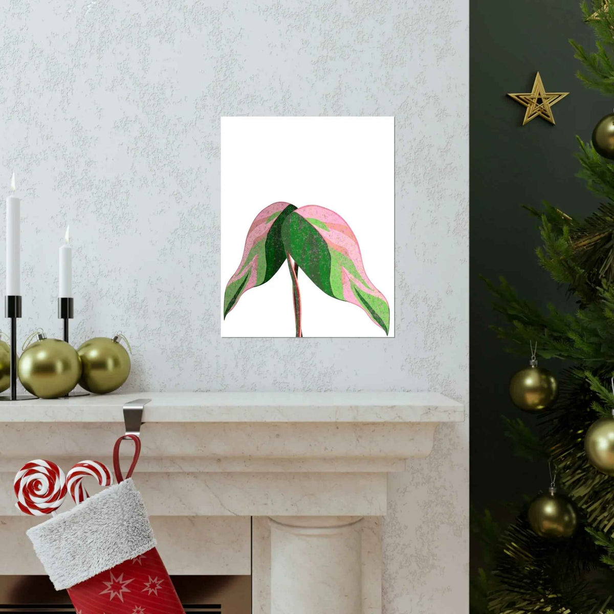 Pink Princess Philodendron Botanical Print – Unframed Wall Art