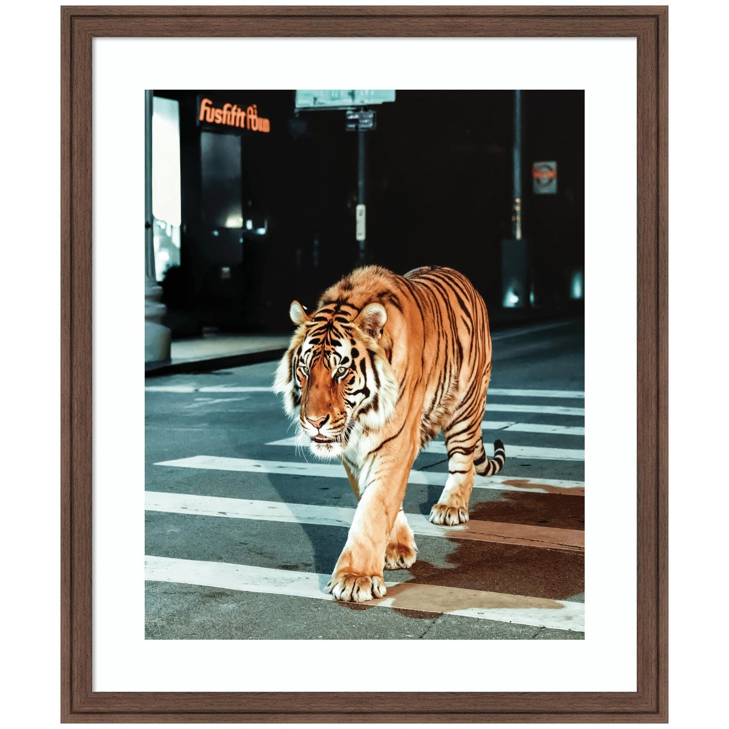 Limited Edition Tiger in the City at Night 2 by Michael Schauer