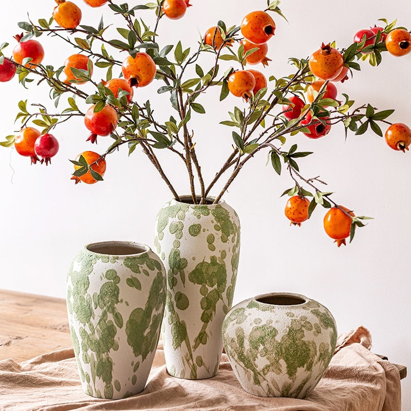 Artisan Wabi-Sabi Ceramic Vase & Dried Flower Set - Handcrafted Minimalist Centerpiece