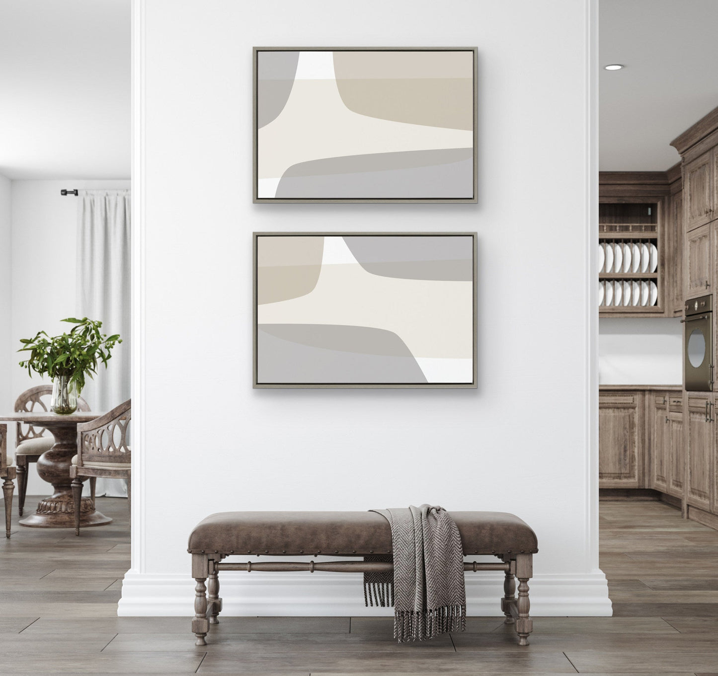 Comforting Curves Abstract No 1 and No 2 Framed Canvas by The Creative Bunch Studio