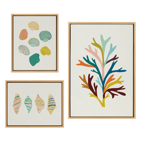 Sylvie Sea Plant and Ocean Treasures Framed Canvas Set by Alicia Schultz