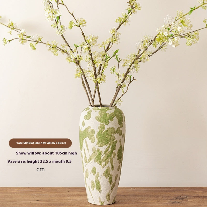 Artisan Wabi-Sabi Ceramic Vase & Dried Flower Set - Handcrafted Minimalist Centerpiece