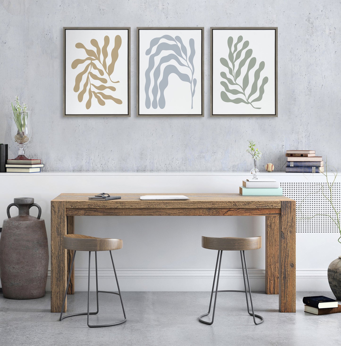 Matisse Inspired Abstract Botanicals Framed Canvas by The Creative Bunch Studio