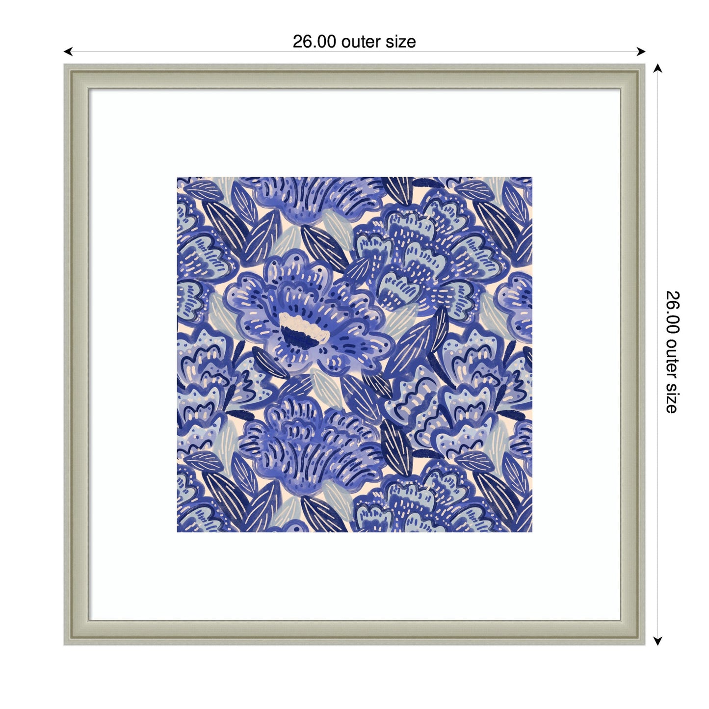 Framed Art Painted Flowers Blue by Carrie Cantwell