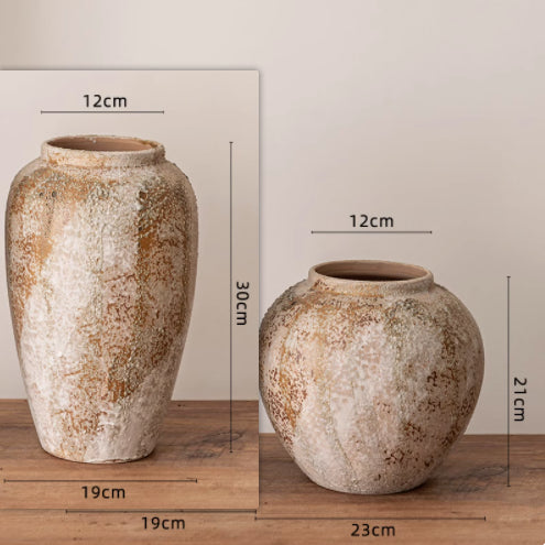Artisan Wabi-Sabi Ceramic Vase & Dried Flower Set - Handcrafted Minimalist Centerpiece