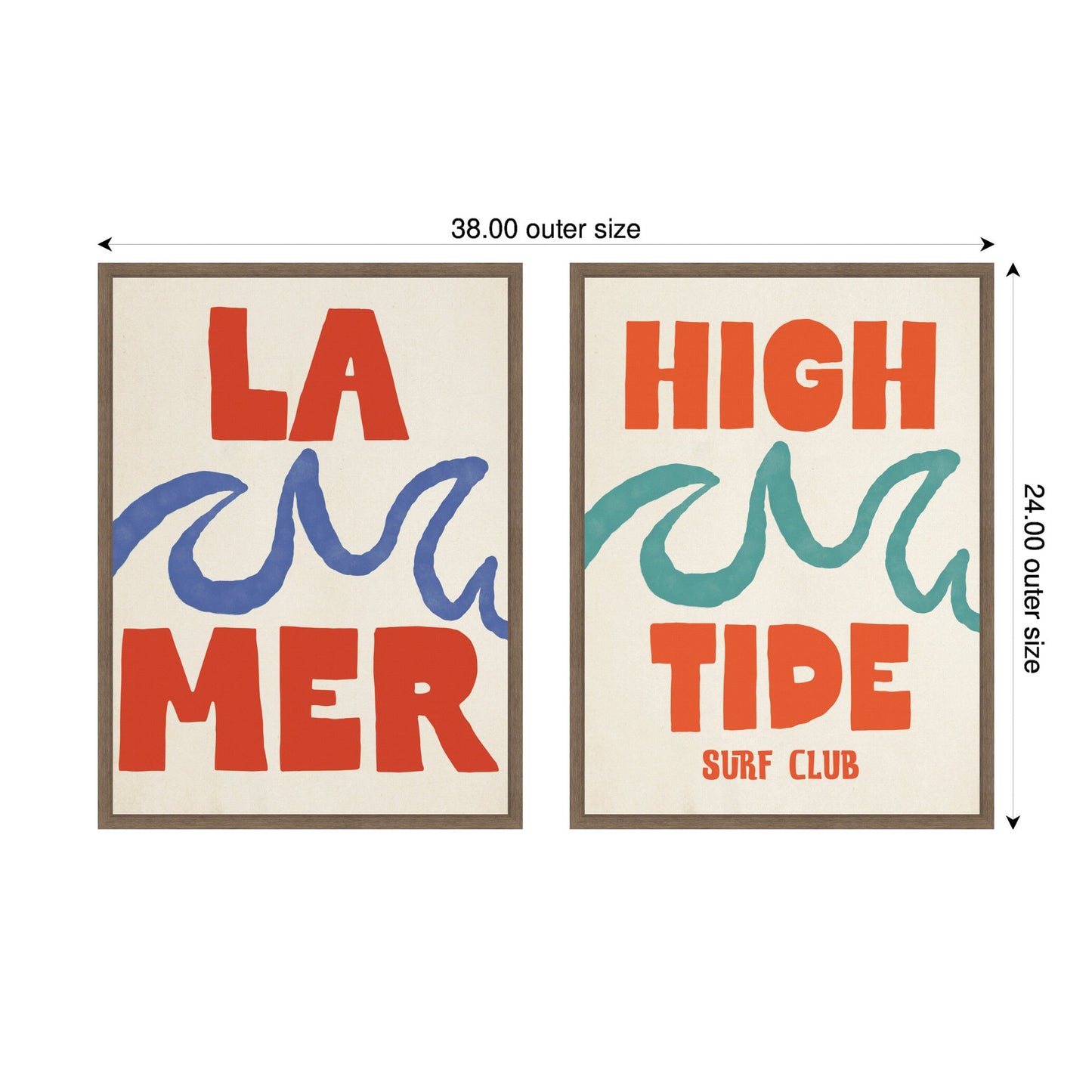 La Mer & high Tide Surf Club 2 Piece Framed Canvas Wall Art Set by Alicia Bock