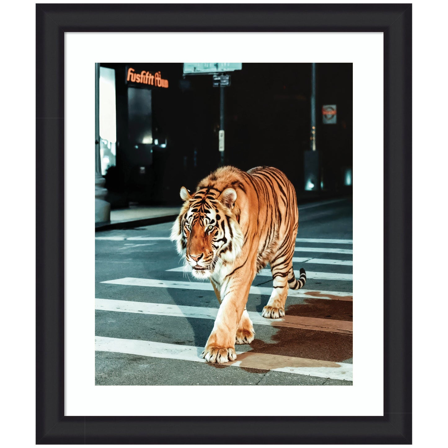 Limited Edition Tiger in the City at Night 2 by Michael Schauer