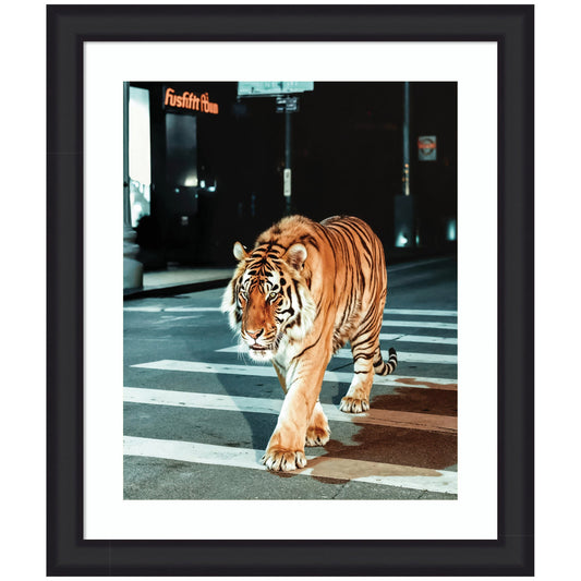 Limited Edition Tiger in the City at Night 2 by Michael Schauer