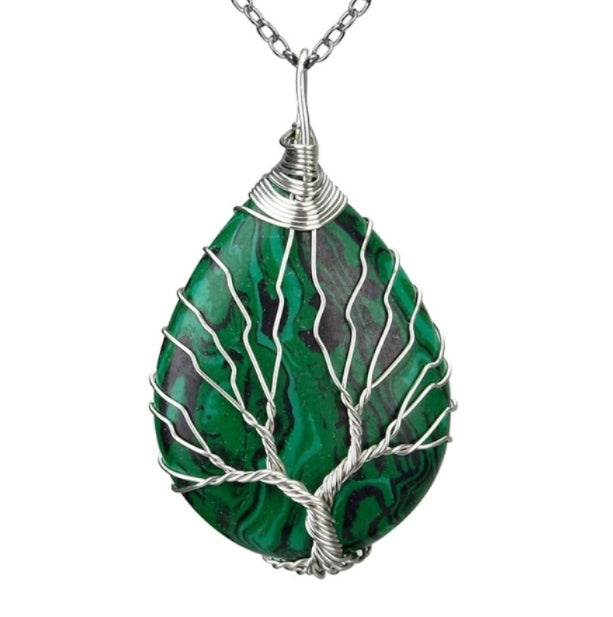 Natural Stone Crystal Droplet Rose Pendant