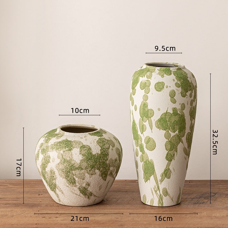 Artisan Wabi-Sabi Ceramic Vase & Dried Flower Set - Handcrafted Minimalist Centerpiece