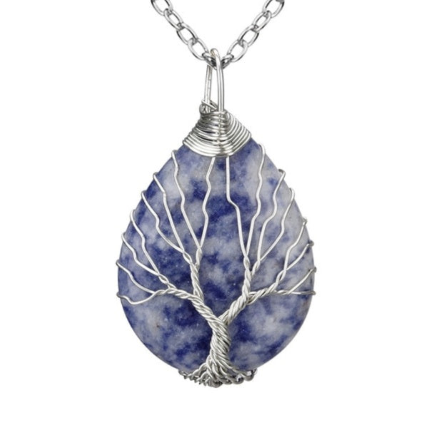 Natural Stone Crystal Droplet Rose Pendant