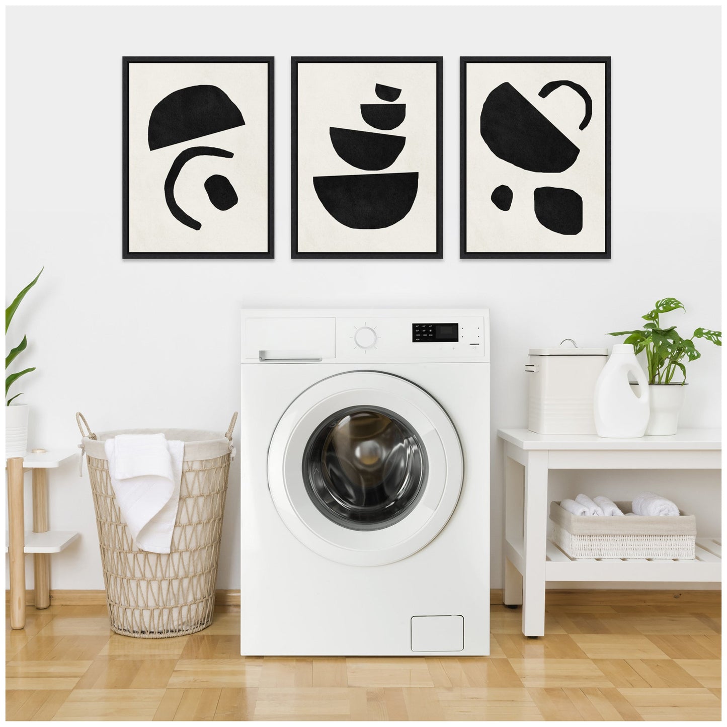 Sylvie Black Geometric Abstracts Framed Canvas Art Set by July Art Prints