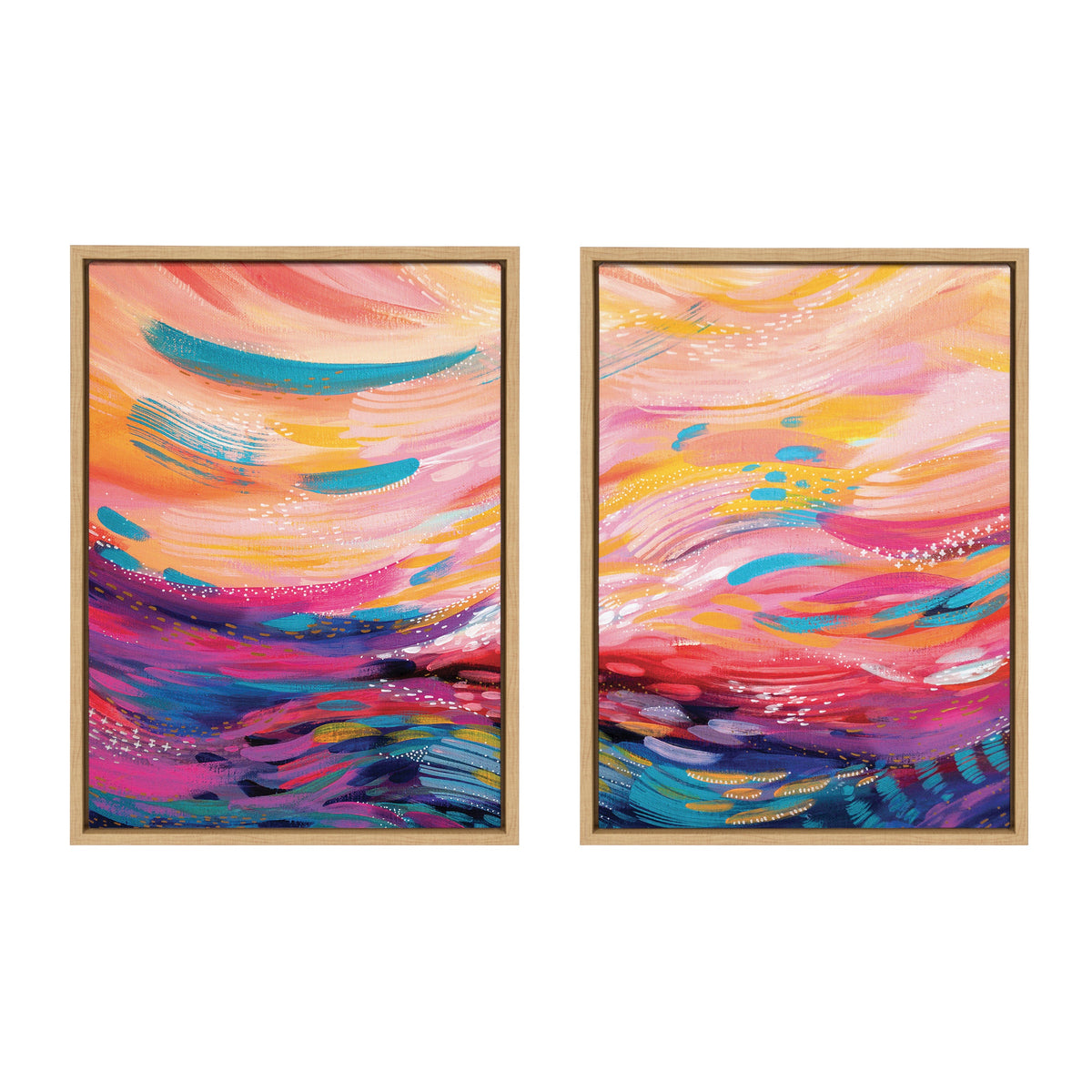 Sylvie Brush Strokes 90 Canvas Set by | 2-Piece Framed Diptych