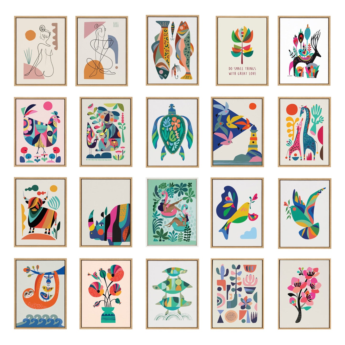 The Family Tree, Bird of Peace and Peace Dove Framed Canvas Art Set by Rachel Lee of My Dream Wall