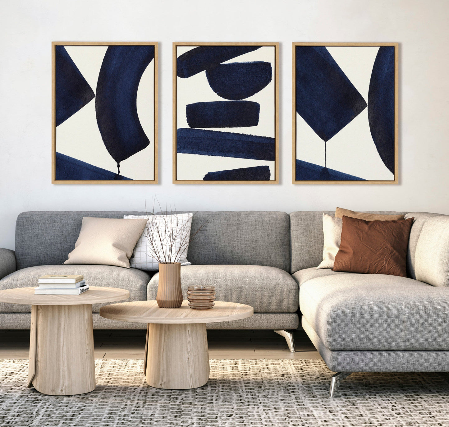 Sylvie Japandi 3, Japandi 26 and Japandi 4 Framed Canvas Set by Rocket Jack