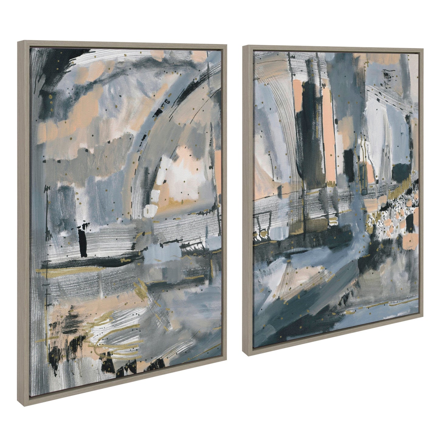 Sylvie Harbor Nights Set No 1 and Harbor Nights Set No 2 Framed Canvas Set by Leah Nadeau