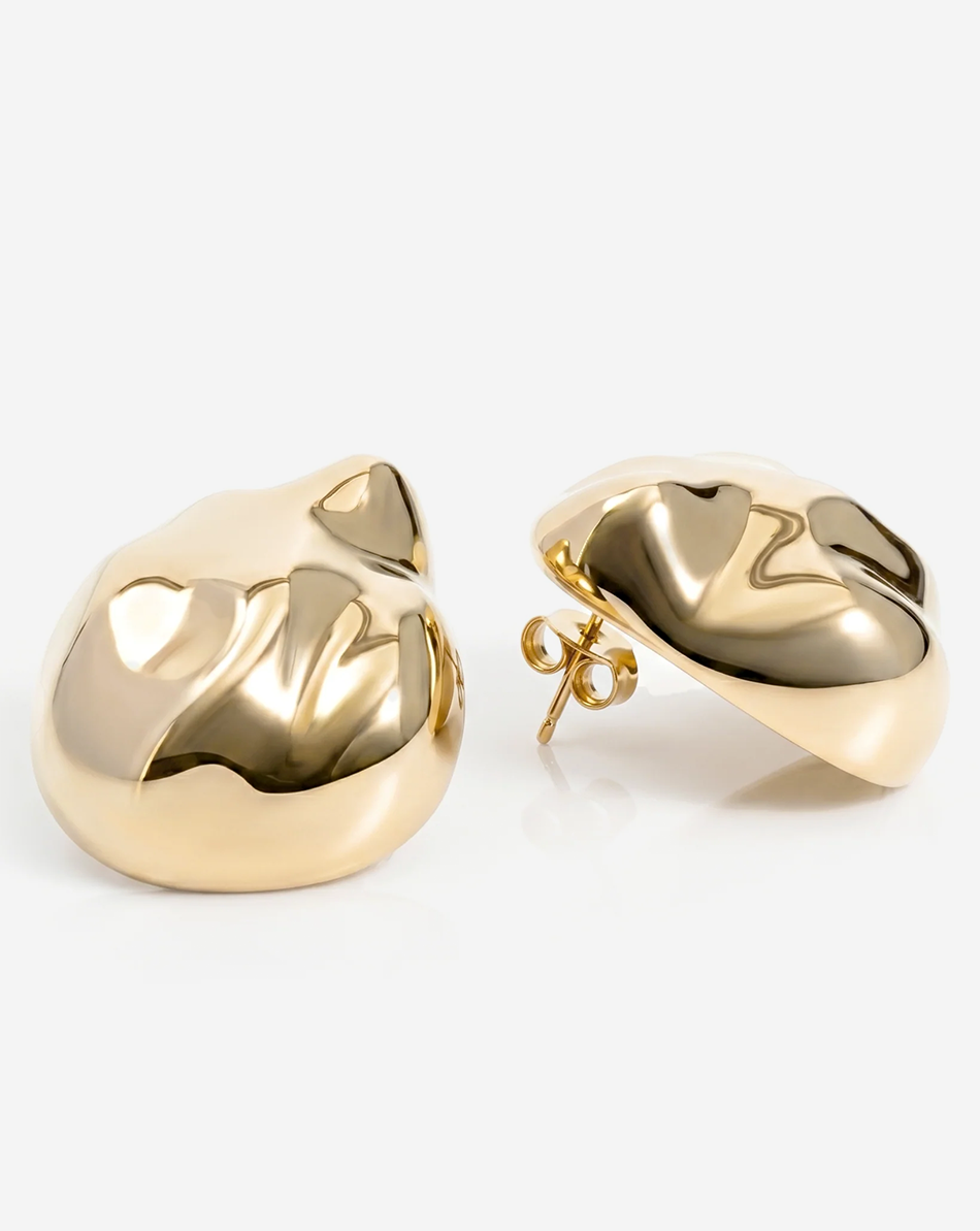 Giselle Organic Pebble Gold Statement Earrings
