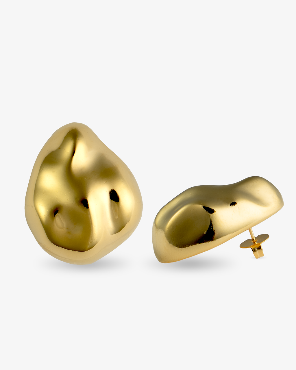 Giselle Organic Pebble Gold Statement Earrings