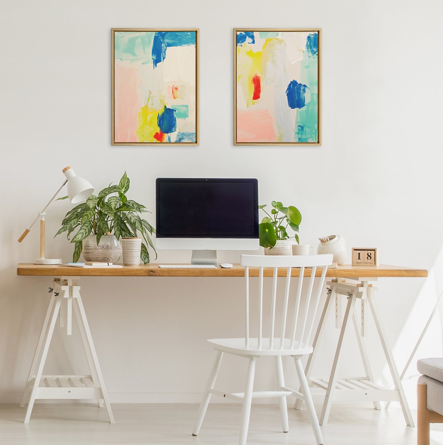 Sylvie Pop of Color I and II Framed Canvas Art Set by Amy Lighthall