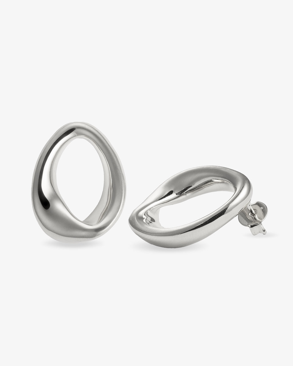 Kate Sculptural Open Oval Gold Statement Earrings