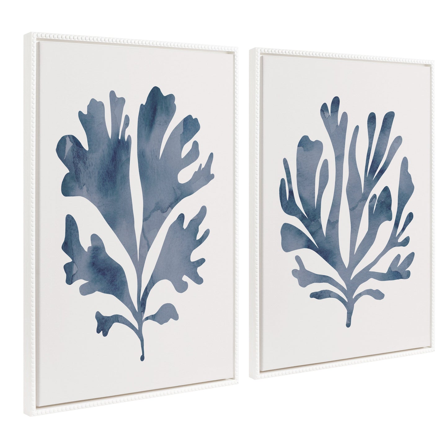 Neutral Coral Blue 1 and 2 Framed Canvas Art Set by The Creative Bunch Studio