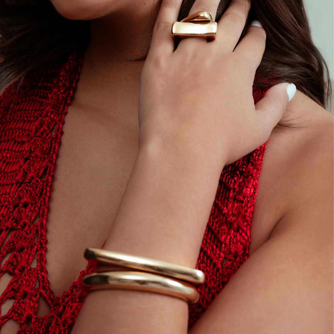 Luna Asymmetric Abstract Ring Gold