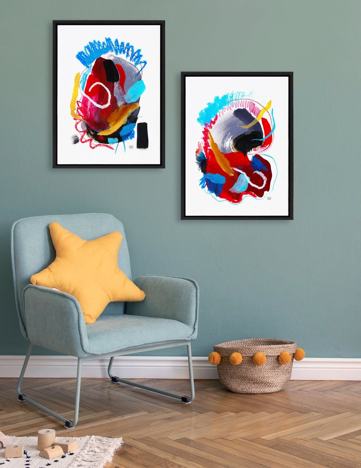 Sylvie Intensity No. 1 and 2 Framed Canvas Art Set by Erika Wynn (Set of 2)