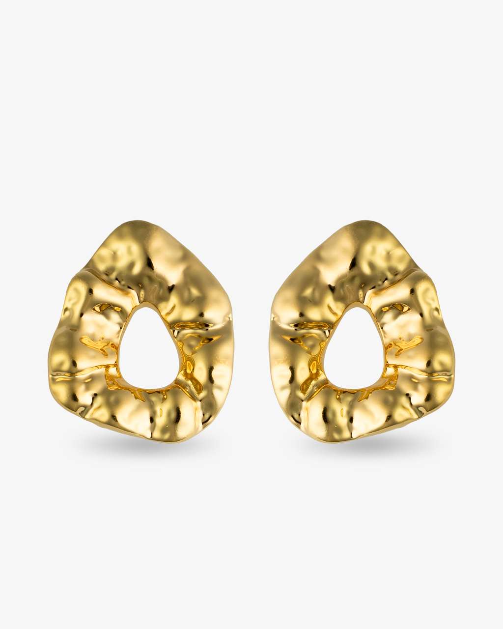 Nathalia Hammered Organic Gold Statement Earrings