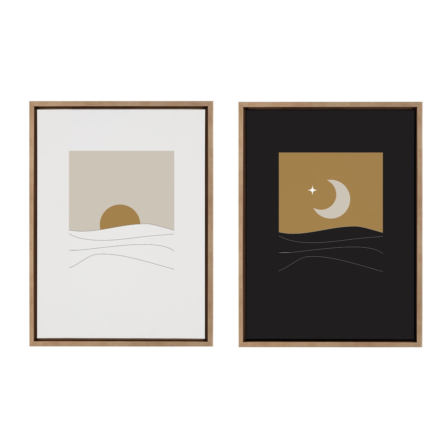 Modern Sunrise and Sunset Over the Ocean Framed Canvas Art Set by The Creative Bunch Studio