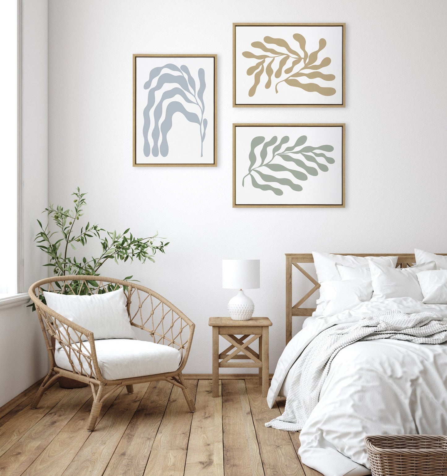 Matisse Inspired Abstract Botanicals Framed Canvas by The Creative Bunch Studio